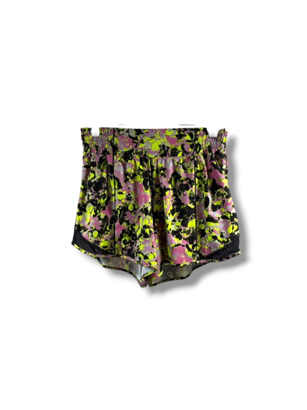 Lululemon Hotty Hot HR Short 4” Inflected Highlight Yellow Multi Black Size 6